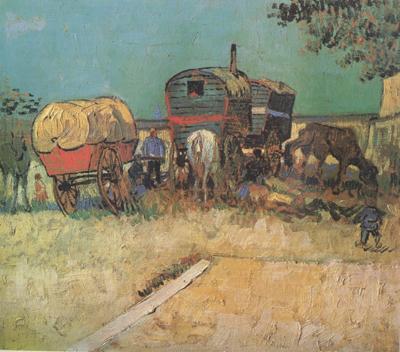 Vincent Van Gogh Encampment of Gypsies with Caravans (nn04) oil painting image